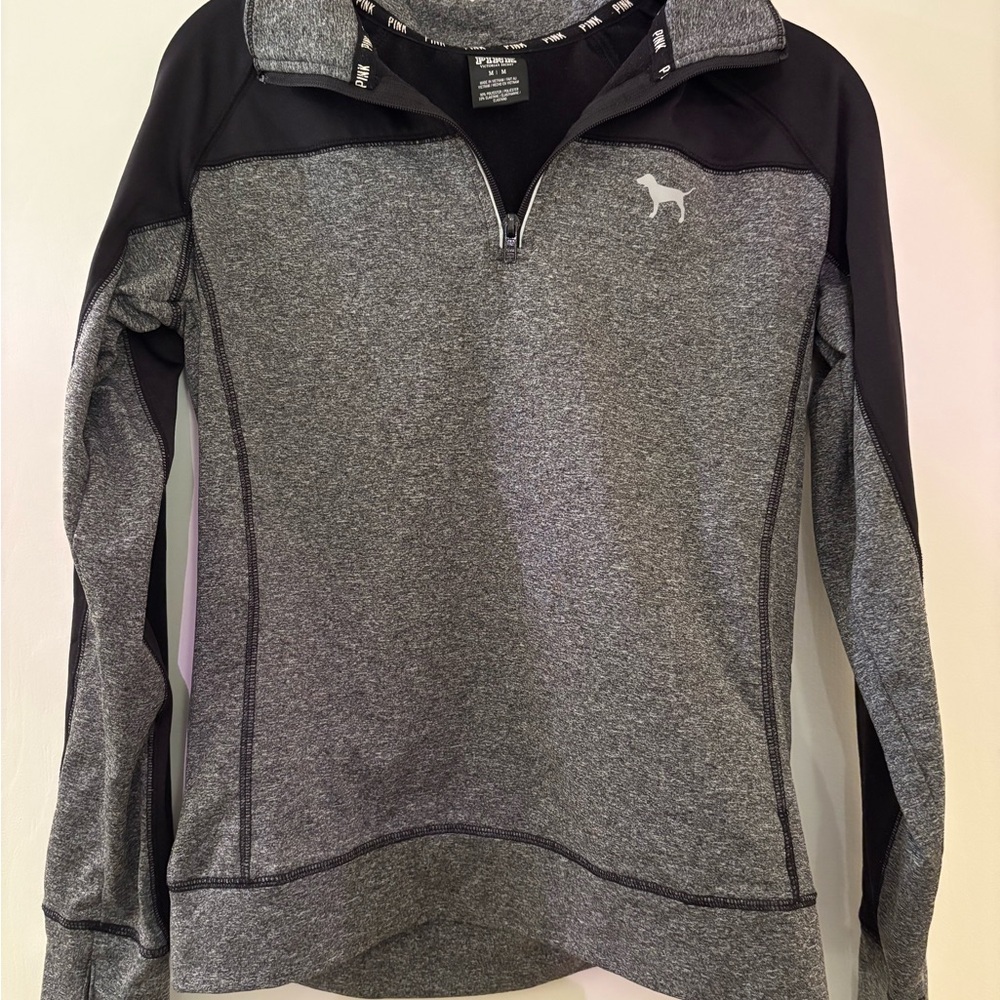 Victoria’s Secret Gray and Black Quarter-Zip Pullover